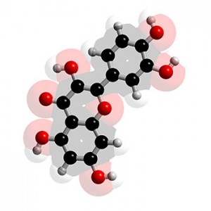 Cấu trúc phân tử flavanoid có nhiều trong trà xanh.