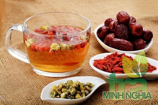 hướng dẫn pha trà kỷ tử táo đỏ hoa cúc
