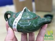 ấm pha trà sắc màu men rạn xanh lá đậm
