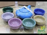 Bộ ấm chén sắc màu men rạn ấm xanh nước biển