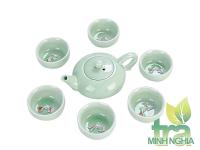 Bộ ấm chén cá men ngọc